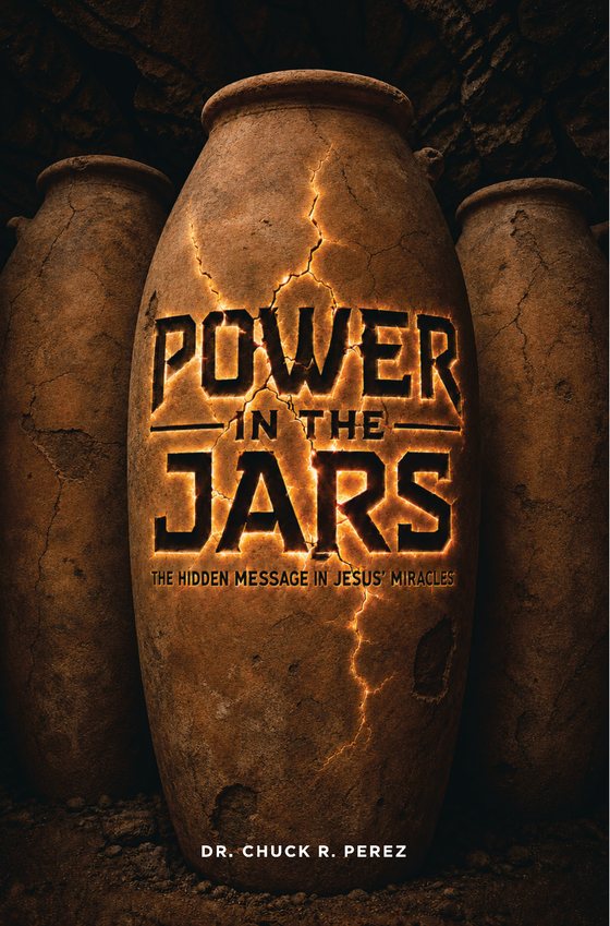 Power in the Jars by Dr. Chuck R. Perez — a cracked clay jar in darkness, molten gold light pouring through the fracture.